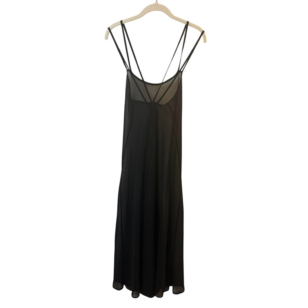 Vintage Victoria's Secret Pink Label Black Sheer Multi Strap Maxi Slip Dress L